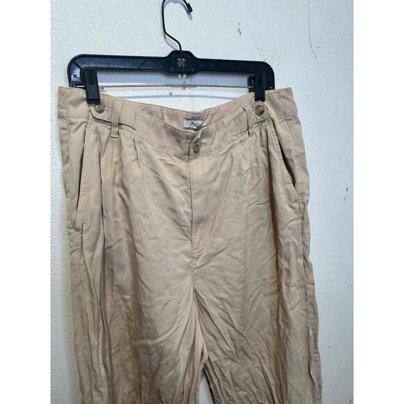 Madewell Beige Tan Relaxed Button Front Relaxed Fit Wide-Leg Pants Size 14 - Picture 3 of 14